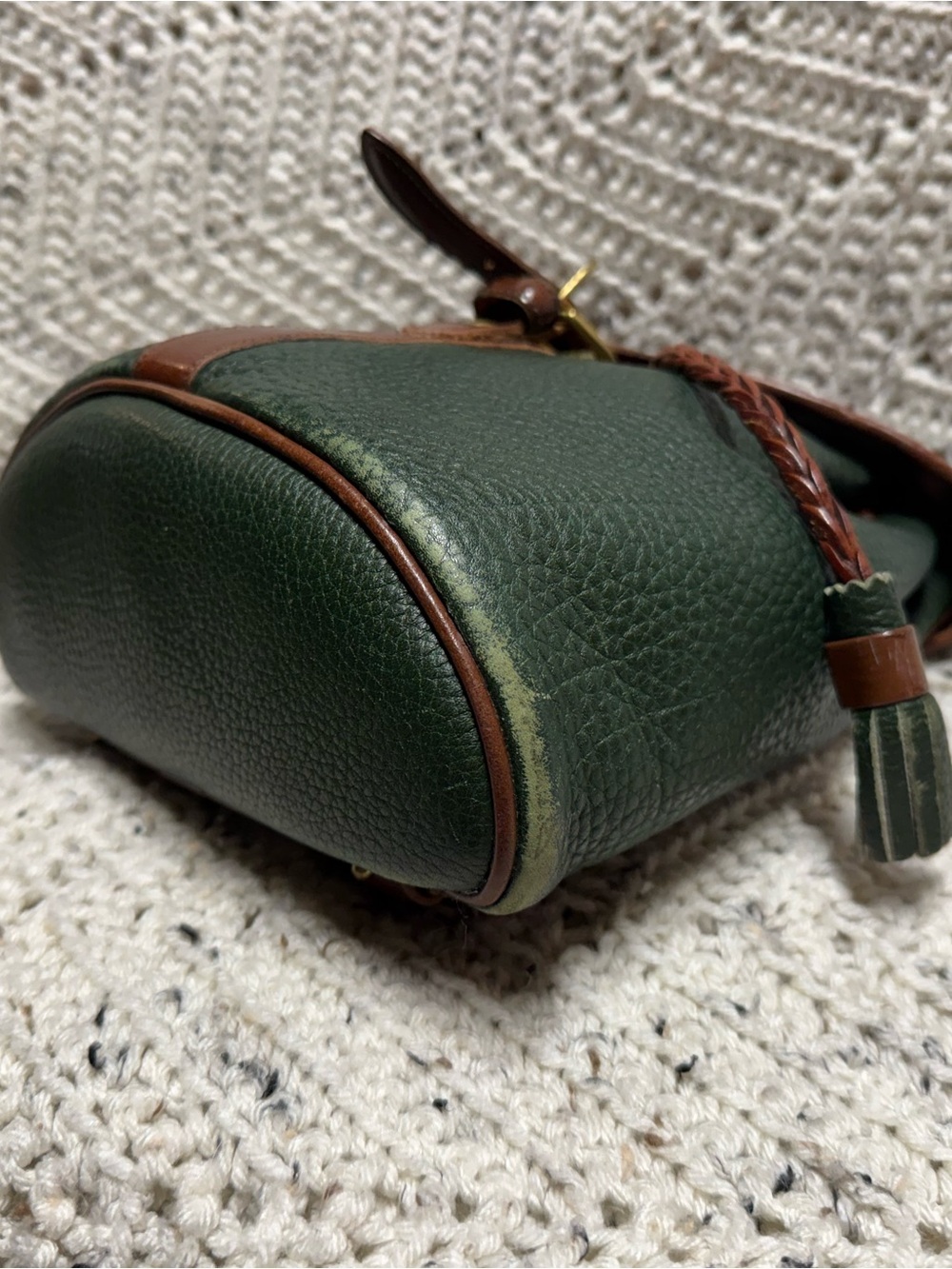 Vintage Dooney & Bourke Ivy Green Tassel Backpack - Picture 6 of 13